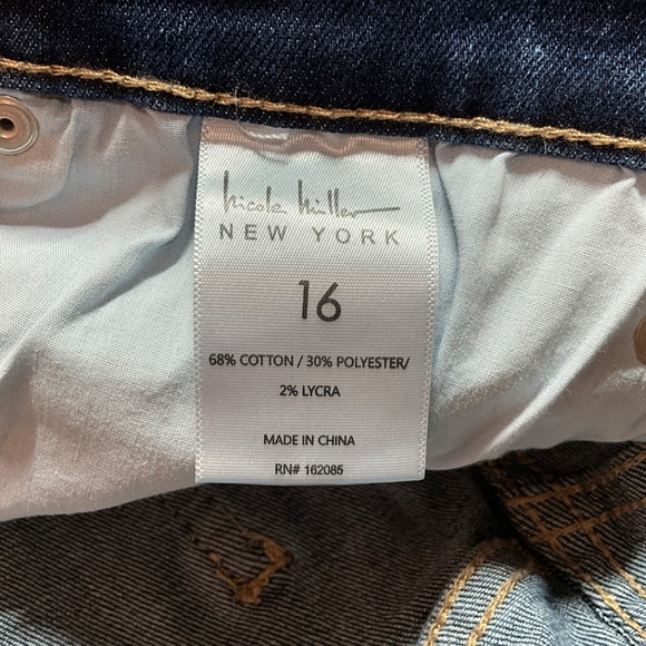 NICOLE MILLER Cotton Blend Dark Denim Midi 5 Pocket Pencil Skirt w/ Front Slit - Picture 8 of 10